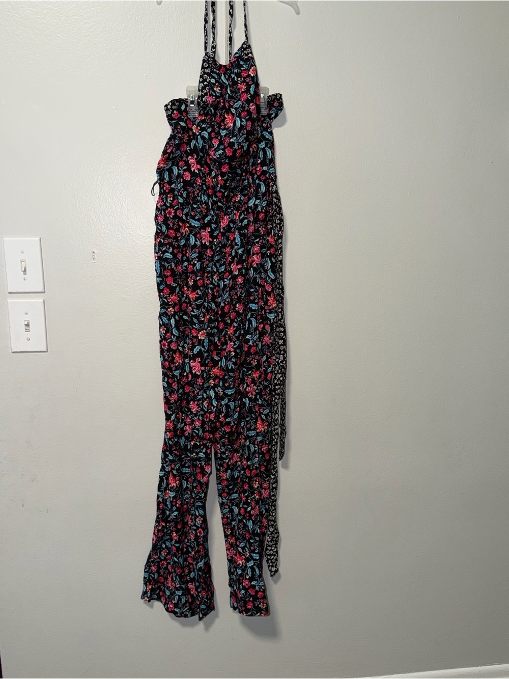 Kingston Black Jumpsuit with Pink & Blue Floral Print